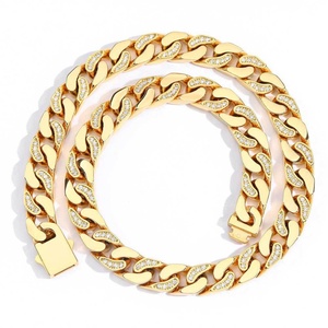 Ensemble collier et bracelet Hip Hop en acier inoxydable, chaîne cubaine entièrement sertie de zircons, pour hommes et femmes, couleurs or, noir, argent - Product Image 6