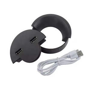 Boîte de gestion de câbles USB YSEO pour bureau, 60 mm, 80 mm, ronde, avec visière souriante, organiseur de câbles avec ports de charge pour usage au bureau - Product Image 1