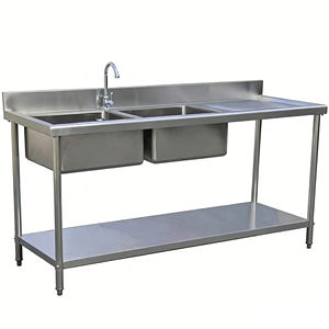 Fregadero de acero inoxidable 201 para uso en cocina comercial, mesa de limpieza de pescado de acero inoxidable - Product Image 1