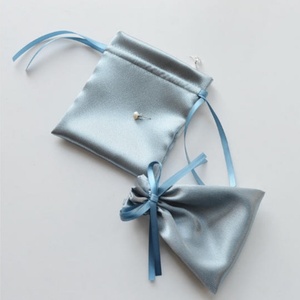 Recyclable Custom Logo Glossy Drawstring Colored T-Knot Pockets Silk Fabric Storage Gift <b>Packaging</b> <b>Bags</b> for Wedding Candy - Product Image 2