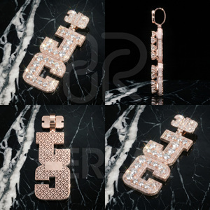 Pass Diamond <b>Tester</b> Vvs Moissanite 3D Vertical Letter Pendant Custom Iced Out Round Diamond Hip Hop Name Pendant Men Jewelry - Product Image 2