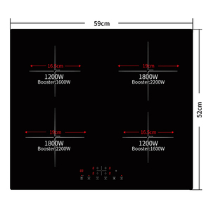 Table de cuisson à induction électrique intégrée de 59 cm, 6800 W, avec 4 zones, commande tactile, plaque vitrocéramique noire, pour appareils de cuisine - Product Image 3