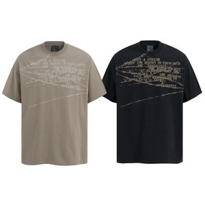 T-shirt Homme Manches Courtes en Coton Lavé 100% de Haute Qualité, Style Streetwear d'Été, Imprimé Culturel Créatif, Logo Personnalisé, Vente en Gros - Product Image 1