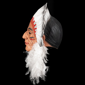 Masque de cosplay de chef indien pour Halloween, en latex souple avec plumes, masque intégral pour costume de carnaval, fête de cosplay pour adulte - Product Image 5