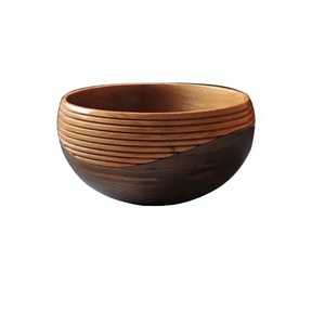 Ensemble de grands bols en bois d'acacia pour mélanger et servir, parfaits pour les fêtes, les salades, élégants et sûrs pour les aliments. - Product Image 4