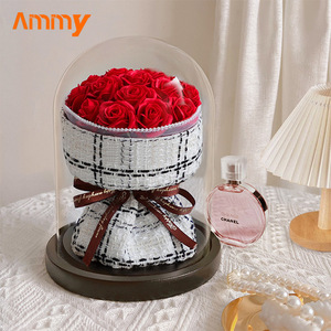 Ramo de rosas de jabón Ammy, cúpula de cristal, pequeño ramo de rosas de viento fragante, flor de jabón, regalos de San Valentín para mujeres - Product Image 3