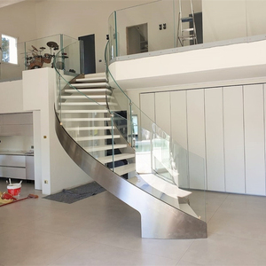 <span class=keywords><strong>Escalera</strong></span> Curva de Gran Radio, <span class=keywords><strong>Escalones</strong></span> <span class=keywords><strong>Anchos</strong></span> Curvos, Barandilla de Vidrio Curva, Diseño de <span class=keywords><strong>Escalera</strong></span> para Penthouse - Product Image 1