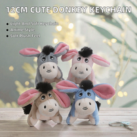 Porte-clés en peluche âne mignon de 12 cm, écologique, durable, doux, animal en peluche, porte-clés de dessin animé pour enfants, cadeaux