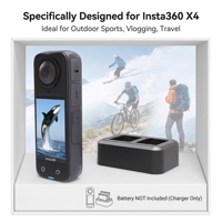 Chargeur rapide de batterie à double fente USB Type-C, base de charge portable pour caméra panoramique Insta360 X4 Video Creator