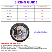 Luces LED RGBW para Ruedas de 15.5'' y 17'' con Control Remoto y por Aplicación, 3 Filas, 4 Piezas, con Función de Señal de Giro y Frenado