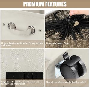 Whole Sale Collapsible Clothes Hamper Freestanding Waterproof <strong>Laundry</strong> <strong>Basket</strong> <strong>with</strong> <strong>Wheel</strong> Washing Bag <strong>Laundry</strong> <strong>Basket</strong> - Product Image 5