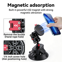 Supporto per telefono con ventosa, supporto ultra-stabile per riprese vlog, rotazione a 360° per tetto in vetro, finestrino dell'auto, per smartphone