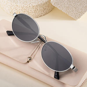 Nouvelles lunettes de soleil polarisées ovales pour femmes, monture en acier inoxydable, protection UV400, style tendance, C1 noir sable KS 3941 - Product Image 2