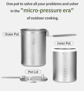 Casserole à pression miniature en titane pur ultralégère pour le <span class=keywords><strong>camping</strong></span> en plein air, pour une personne, haute altitude (montagne) - Product Image 6