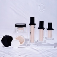 Bouteille à pompe de luxe vide de 15ml à double paroi carrée cosmétique acrylique plastique sans air pour sérum visage
