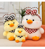 Peluche Canard Jaune Crème en Coton PP, Cadeau d'Anniversaire pour Enfants, Poupée de Machine à Pinces, Canard Enfantin avec Écharpe
