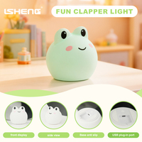 Capteur de lumière Clap en caoutchouc pour animaux aux grands yeux Contrôle de la couleur changeante Dimmable Blanc chaud Batterie rechargeable Moderne Petite nuit