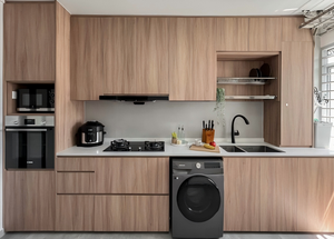 Fábrica de Muebles de Cocina de Foshan, Juego de Muebles de Cocina de Tablero de Partículas, Tratamiento de Superficie de PVC o Laca, Muebles de Cocina RTA - Product Image 2