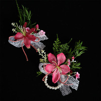 2634 Boutonnière et corsage de poignet de style bohème en tissu, fabriqué en Chine, idéal pour les événements professionnels, les séances photo en studio et les accessoires de mariée