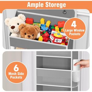 Organizador para colgar sobre la puerta, 10 compartimentos, almacenamiento colgante gris para dormitorio, baño, productos para bebés - Product Image 4