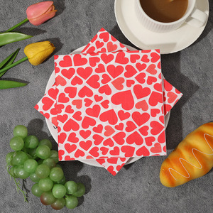 Red Heart Printed Paper Napkins 330mm Disposable Valentine'S Day Party Napkins 20 Sheets Per Pack - Product Image 1