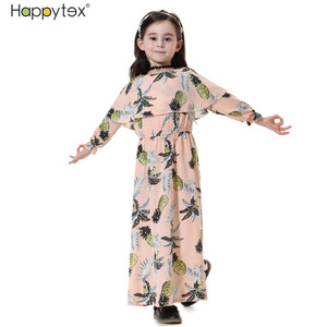 Venta al por mayor nueva impresión suave islámico niños de manga larga musulmana niñas vestidos 2024 para el verano hogar uso diario - Product Image 4