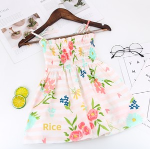 Abito Estivo per Bambina Stile Europeo-Americano con Spalline Sottili e Gonna Floreale in Poliestere - Product Image 2