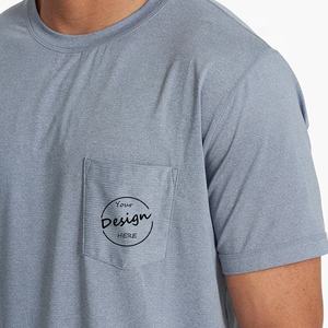 เสื้อยืดสำหรับผู้ชายผ้าฝ้ายระบายอากาศได้ดีผ้าสแปนเด็กซ์สีทึบพิมพ์โลโก้ได้ตามต้องการ - Product Image 4