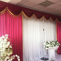 Rideaux croisés de couleur populaire à double couche pour la décoration de scène de mariage, toile de fond murale avec cadre de support pour les décorations de fête