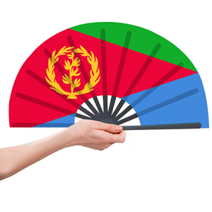 Abanicos Plegables de Bambú con la Bandera de Eritrea al por Mayor, Abanico de Mano para Carnaval, Boda, Festival, Fiesta, Agencia de Viajes - Product Image 4