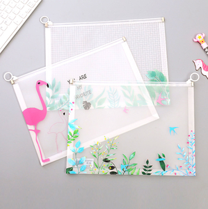 Bolsa de papel transparente multifuncional <span class=keywords><strong>a4</strong></span>, bolsa de plástico pp para archivos, materiales de oficina, papelería creativa, bolsas con cremallera de dibujos animados personalizadas - Product Image 3