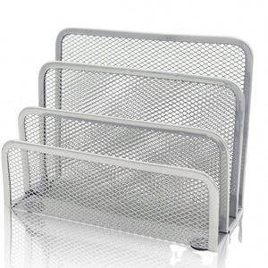 Desktop File Holder Organizer Metal Mesh 3 Vertical Upright Compartments <b>Envelope</b> Bill Mail Paper Holder Desktop Mail Organizer - Product Image 3
