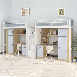 Camas de dormitorio con marco de Metal de 2 pisos de alta calidad, camas tipo <span class=keywords><strong>loft</strong></span> para niños, diseño moderno para dormitorio, apartamento escolar - Product Image 1