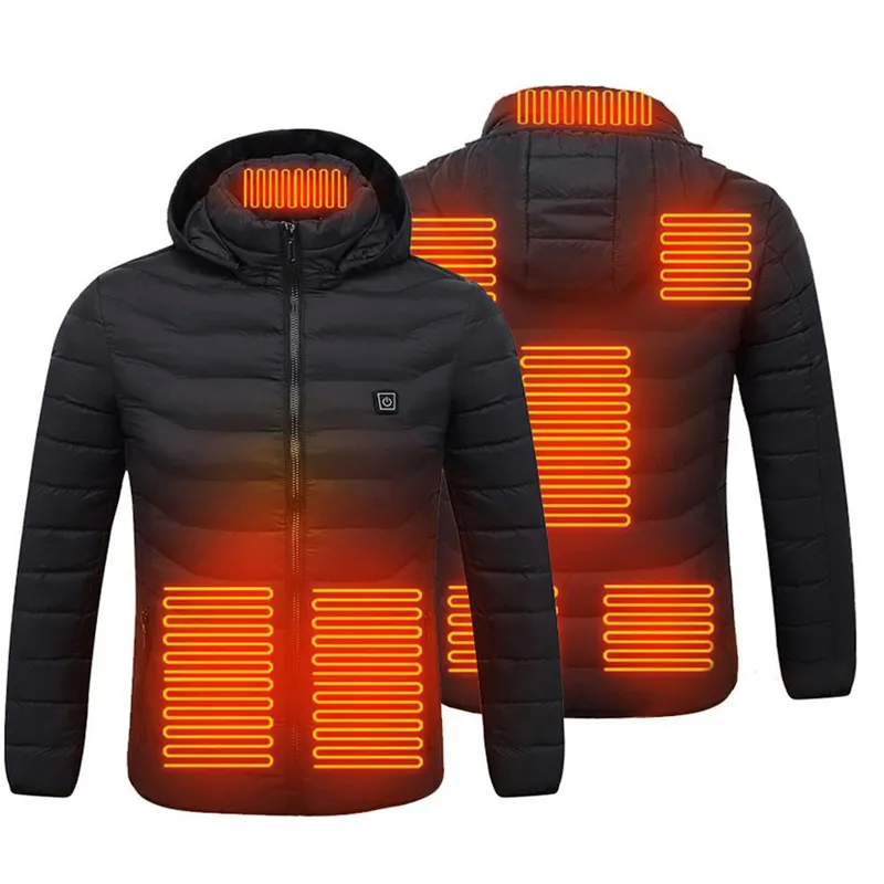 USB wiederauf ladbare Smart Electrical 8-Platten-Heizung Winter wasserdichte Herren Damen Langarm Hoodie Erwärmung beheizte Daunen jacke