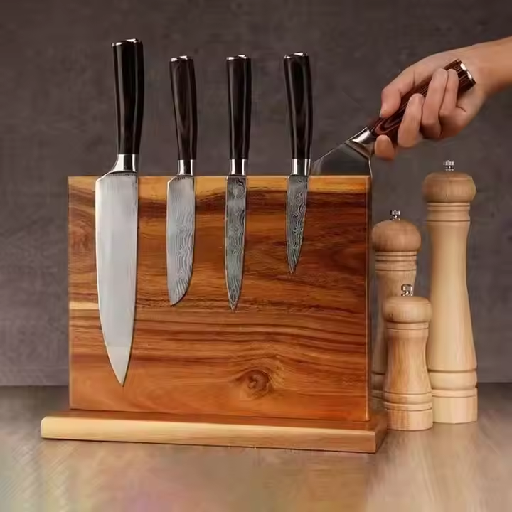 Kitchen High Quality Bamboo Wood Double Sided Knife Block