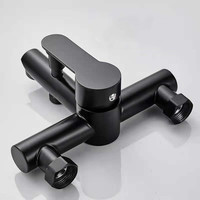 Robinet Mitigeur Mural Contemporain Noir Mat en Acier Inoxydable 304 à Double Sortie pour Douche et Baignoire de Salle de Bain