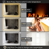 US Local Stock grand trempé moderne Anti-buée décoration de la maison large verre tactile interrupteur illuminé Rectangle Led salle de bain miroir