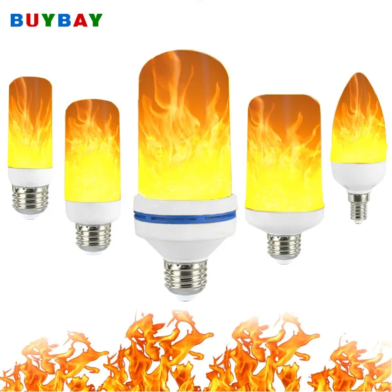 Free Shipping 3W 5W 7W 9W E27 Flame Bulb 85-265V LED Flame Effect Fire Light Bulbs Flickering Emulation Decor LED Lamp