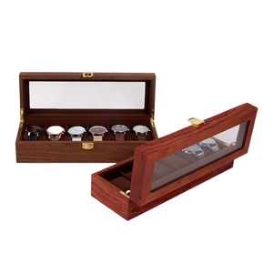 Caja organizadora de reloj de madera de lujo de gama alta al por mayor logotipo personalizado de madera de nogal negro-vitrina de reloj Premium - Product Image 6