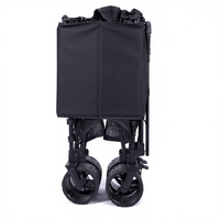 Chariot de plage à deux niveaux en acier inoxydable grande capacité, pliable à quatre roues, chariot de camping double étage pour extérieur