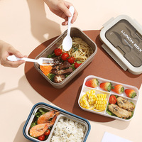 Récipients à lunch étanches avec 3 compartiments pour enfants Récipient alimentaire micro-ondable Boîte à lunch Boîte à bento double couche