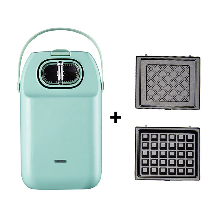 5 в 1, зеленые Съемные тарелки для домашнего использования, электрический аппарат для приготовления сэндвичей на завтрак с антипригарным покрытием