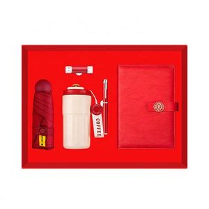 Best Selling Promotional PU Leather Gift Box Silk Screen Printing Custom Logo <b>Coffe</b> Cup Umbrella Flash Disk Speaker <b>Set</b> - Product Image 1