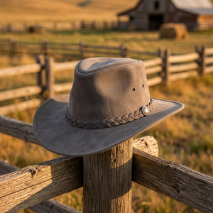Chapeau de cow-boy occidental en cuir HMB-1596H véritable Casquettes de sport pour vêtements décontractés - Product Image 2