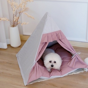 <span class=keywords><strong>Tenda</strong></span> di lusso portatile per cani e gatti per casa pieghevole <span class=keywords><strong>in</strong></span> <span class=keywords><strong>lino</strong></span> con tela di cotone cuscino per letto esterno Multi-stile letto per interni - Product Image 2
