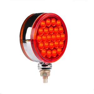 12 V 24 V 48 LED Double Face Amber Red LED Tuck Trailer Marker Turn Signal Light with Chrome Housing