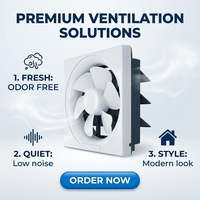 Ventilateur d'extraction mural pour cuisine et salle de bain, 10 pouces, 60 dB, faible bruit, 40W, économe en énergie, design à persiennes carrées blanches, facile à installer
