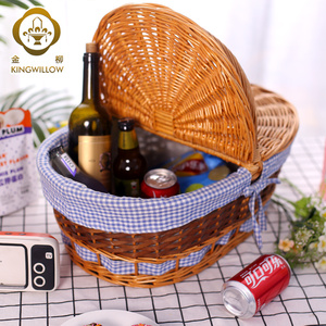 Kingwillow, venta al por mayor, juego de <span class=keywords><strong>cesta</strong></span> de <span class=keywords><strong>picnic</strong></span> tejida de Sauce de mimbre hecha a mano con forma rectangular para <span class=keywords><strong>4</strong></span> <span class=keywords><strong>personas</strong></span> con tapa - Product Image 5