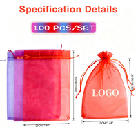 Pochette de voyage pour bijoux en organza avec cordon de serrage, logo personnalisé Lihuida, emballage cadeau multicolore, 500 pièces