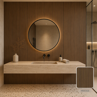 Panneau mural WPC en bois brun à grain droit de 9 mm, revêtement imperméable pour l'intérieur, pour projets hôteliers, bureaux, halls d'accueil
